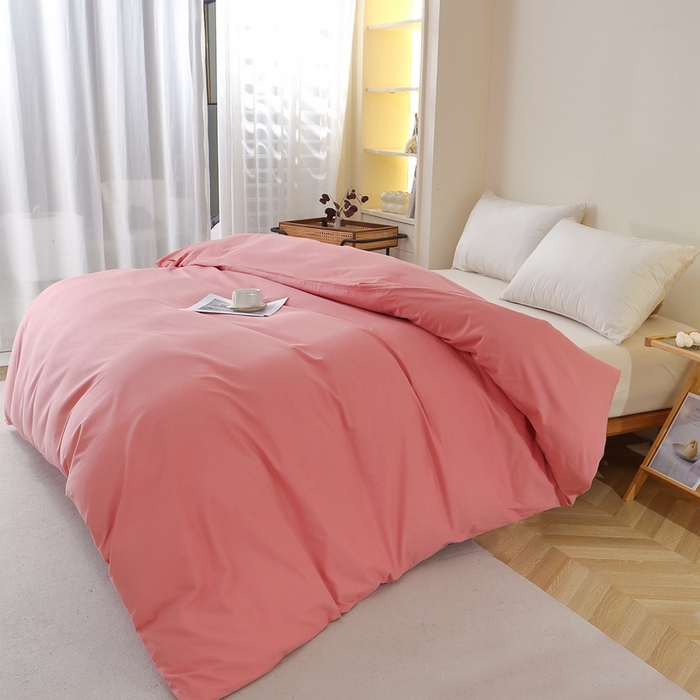 91家纺网 家纺一手货源 找家纺 晶缦 2025新款100%纯棉13376纯色喷气全棉磨毛单品被套 暖芸馨-蕊红玉