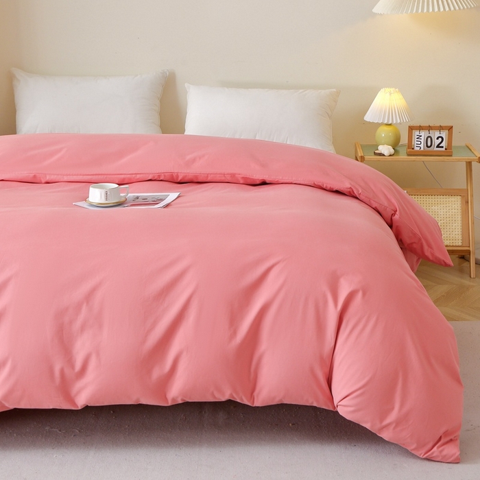 91家纺网 家纺一手货源 找家纺 晶缦 2025新款100%纯棉13376纯色喷气全棉磨毛单品被套 暖芸馨-蕊红玉