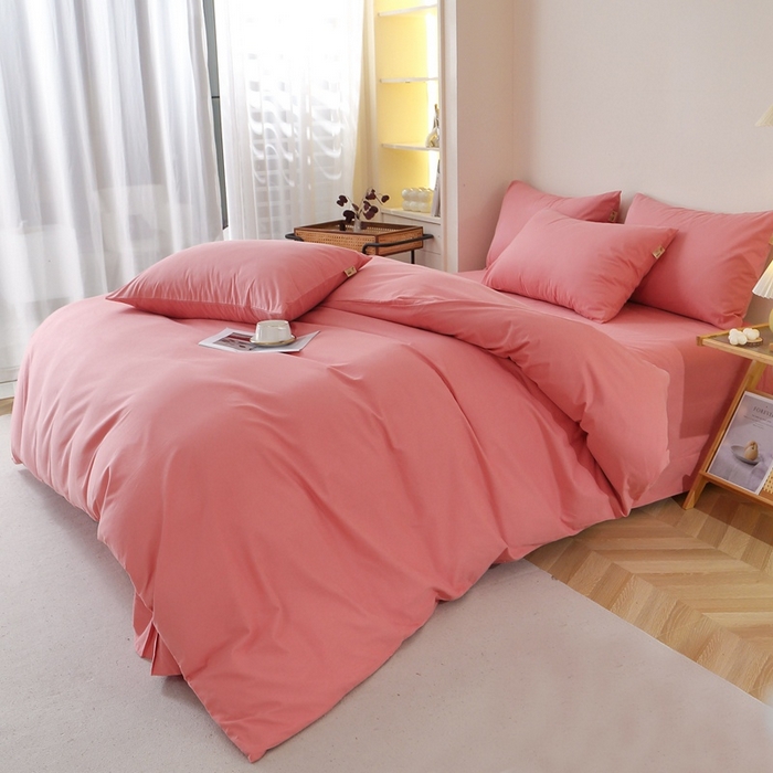 91家纺网 家纺一手货源 找家纺 晶缦 2025新款100%纯棉13376纯色喷气全棉磨毛单品被套 暖芸馨-蕊红玉