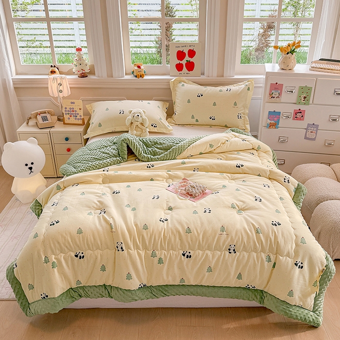 91家纺网 家纺一手货源 找家纺 梦依依 （加微信送买家秀）2025新款40支全棉豆豆被大豆被夏被冬秋被子被芯-风格二 熊猫森林