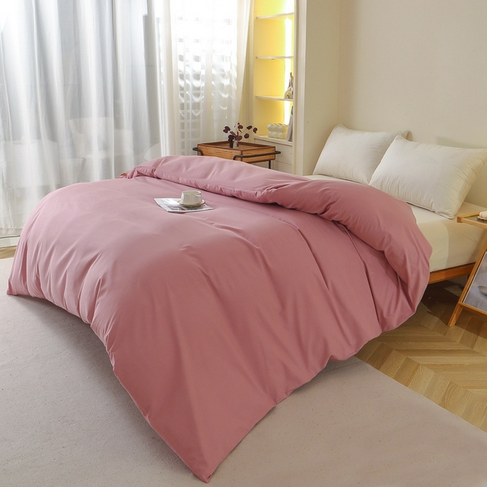 91家纺网 家纺一手货源 找家纺 晶缦 2025新款100%纯棉13376纯色喷气全棉磨毛单品被套 暖芸馨-山黎豆红