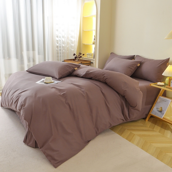 91家纺网 家纺一手货源 找家纺 晶缦 2025新款100%纯棉13376纯色喷气全棉磨毛单品被套 暖芸馨-深松棕