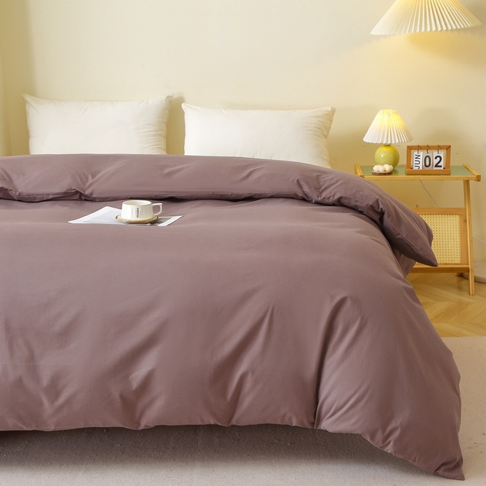 91家纺网 家纺一手货源 找家纺 晶缦 2025新款100%纯棉13376纯色喷气全棉磨毛单品被套 暖芸馨-深松棕