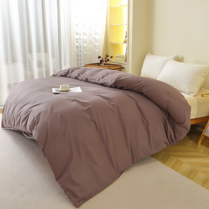 91家纺网 家纺一手货源 找家纺 晶缦 2025新款100%纯棉13376纯色喷气全棉磨毛单品被套 暖芸馨-深松棕