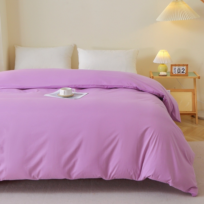 91家纺网 家纺一手货源 找家纺 晶缦 2025新款100%纯棉13376纯色喷气全棉磨毛单品被套 暖芸馨-雾紫色