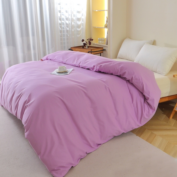 91家纺网 家纺一手货源 找家纺 晶缦 2025新款100%纯棉13376纯色喷气全棉磨毛单品被套 暖芸馨-雾紫色