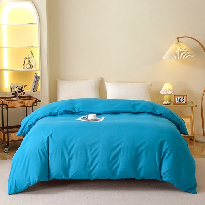 91家纺网 家纺一手货源 找家纺 晶缦 2025新款100%纯棉13376纯色喷气全棉磨毛单品被套 暖芸馨-云山蓝