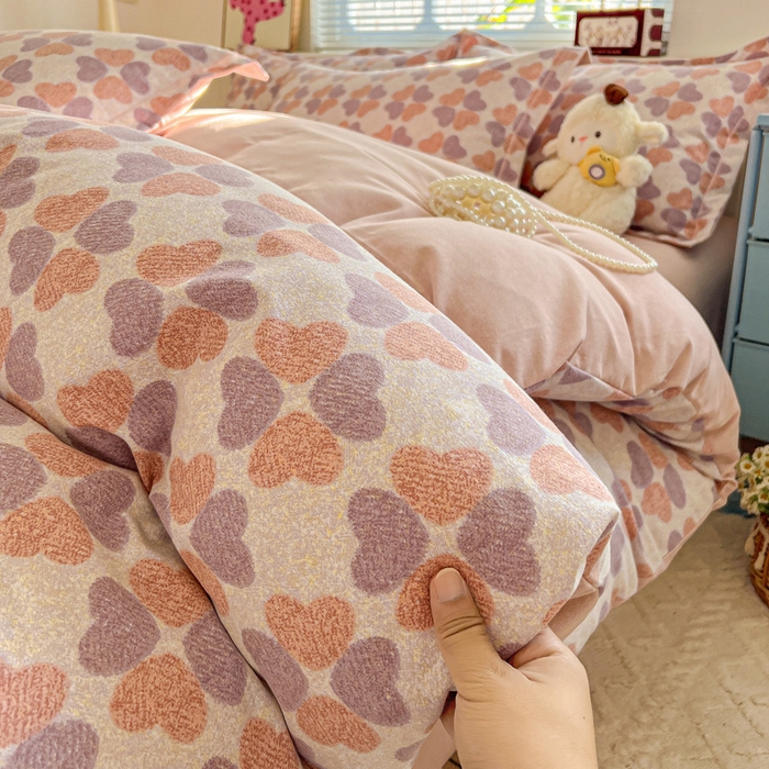 91家纺网 家纺一手货源 找家纺 优选直播新款全棉磨毛喷气印花四件套加厚纯棉三件套（一字绣工艺款）学生三件套 四叶草