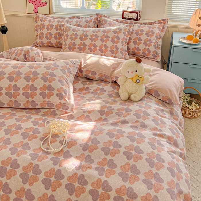 91家纺网 家纺一手货源 找家纺 优选直播新款全棉磨毛喷气印花四件套加厚纯棉三件套（一字绣工艺款）学生三件套 四叶草