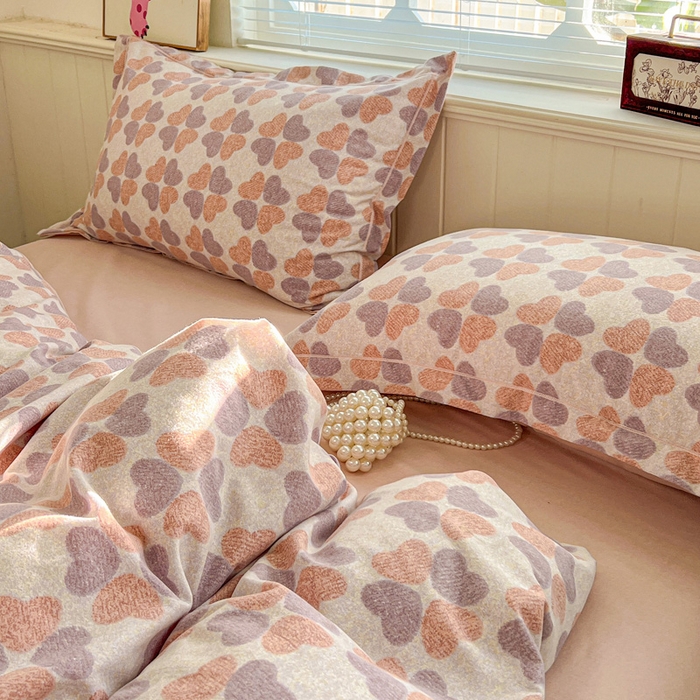 91家纺网 家纺一手货源 找家纺 优选直播新款全棉磨毛喷气印花四件套加厚纯棉三件套（一字绣工艺款）学生三件套 四叶草