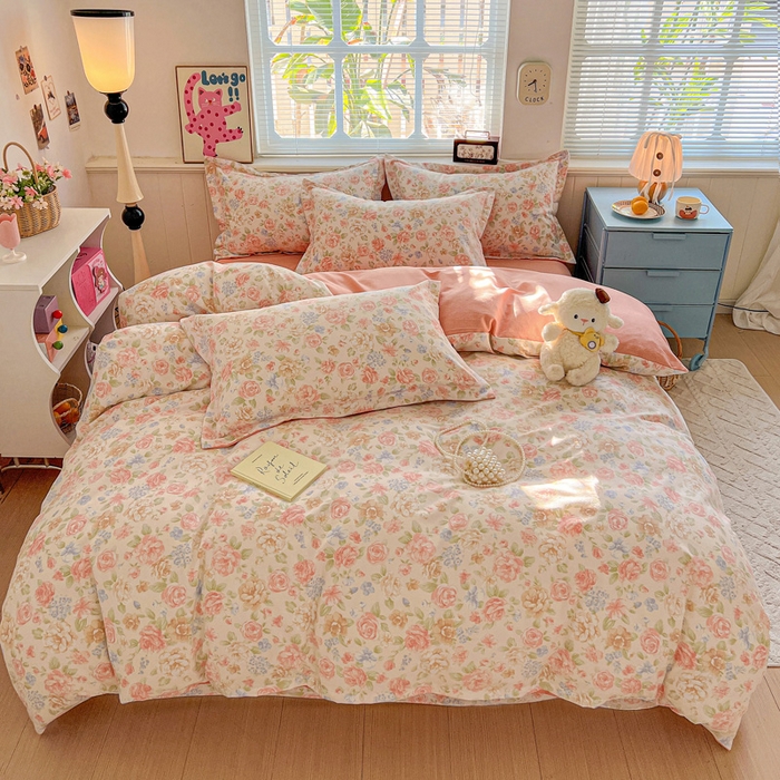 91家纺网 家纺一手货源 找家纺 优选直播新款全棉磨毛喷气印花四件套加厚纯棉三件套（一字绣工艺款）学生三件套 幽梦玉