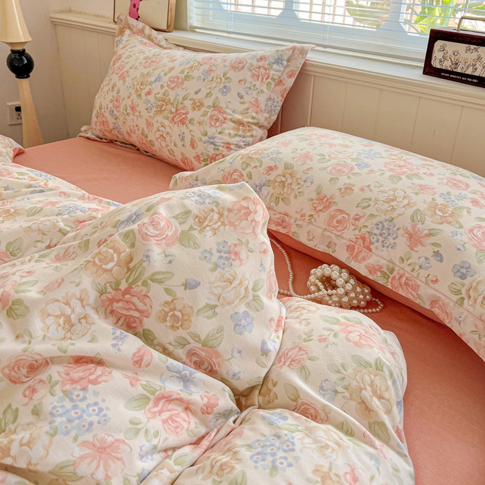 91家纺网 家纺一手货源 找家纺 优选直播新款全棉磨毛喷气印花四件套加厚纯棉三件套（一字绣工艺款）学生三件套 幽梦玉