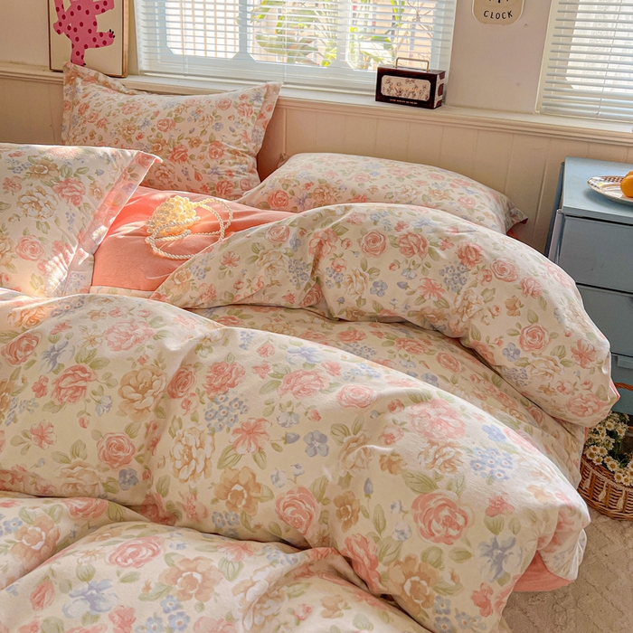 91家纺网 家纺一手货源 找家纺 优选直播新款全棉磨毛喷气印花四件套加厚纯棉三件套（一字绣工艺款）学生三件套 幽梦玉