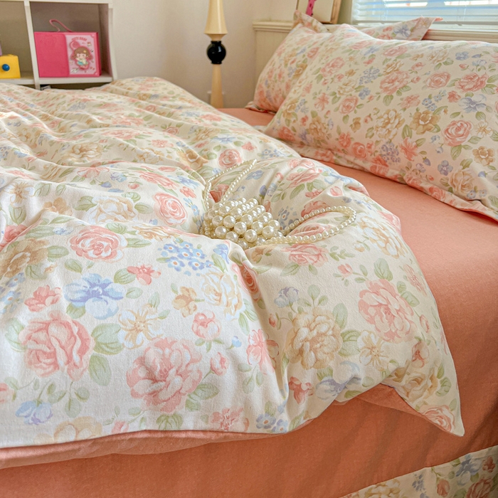 91家纺网 家纺一手货源 找家纺 优选直播新款全棉磨毛喷气印花四件套加厚纯棉三件套（一字绣工艺款）学生三件套 幽梦玉