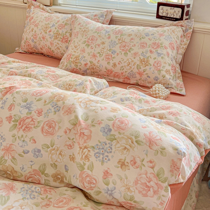 91家纺网 家纺一手货源 找家纺 优选直播新款全棉磨毛喷气印花四件套加厚纯棉三件套（一字绣工艺款）学生三件套 幽梦玉