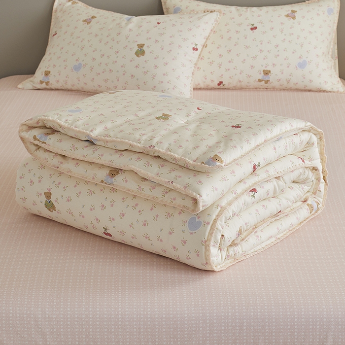 91家纺网 家纺一手货源 找家纺 暖阳 2025新款全棉A类里外贝壳三角针包边冬被被子被芯 小熊慕斯