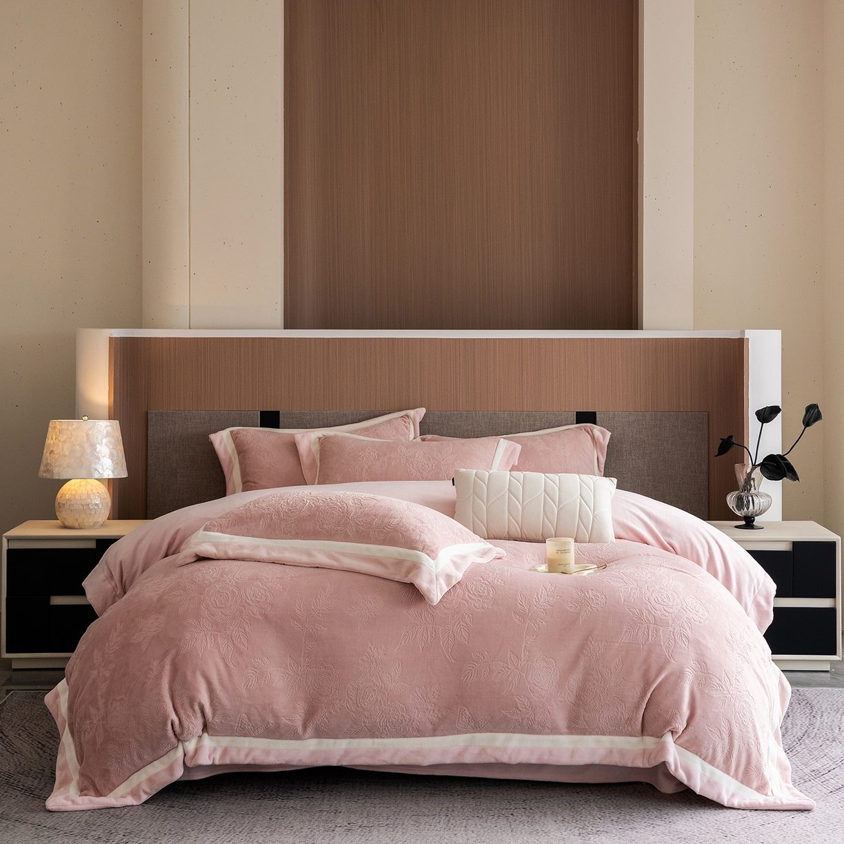 91家纺网 家纺一手货源 找家纺 （总）蓝梦 2025新款亲肤舒适牛奶绒四件套-繁花系列