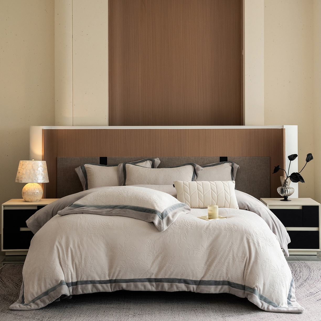 91家纺网 家纺一手货源 找家纺 （总）蓝梦 2025新款亲肤舒适牛奶绒四件套-繁花系列