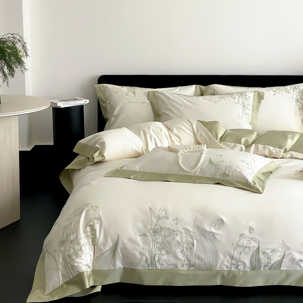 91家纺网 家纺一手货源 找家纺 （总）云栖家居 2025新品50支全棉长绒棉刺绣纯棉绣花四件套-铃兰（控价不得低于328）