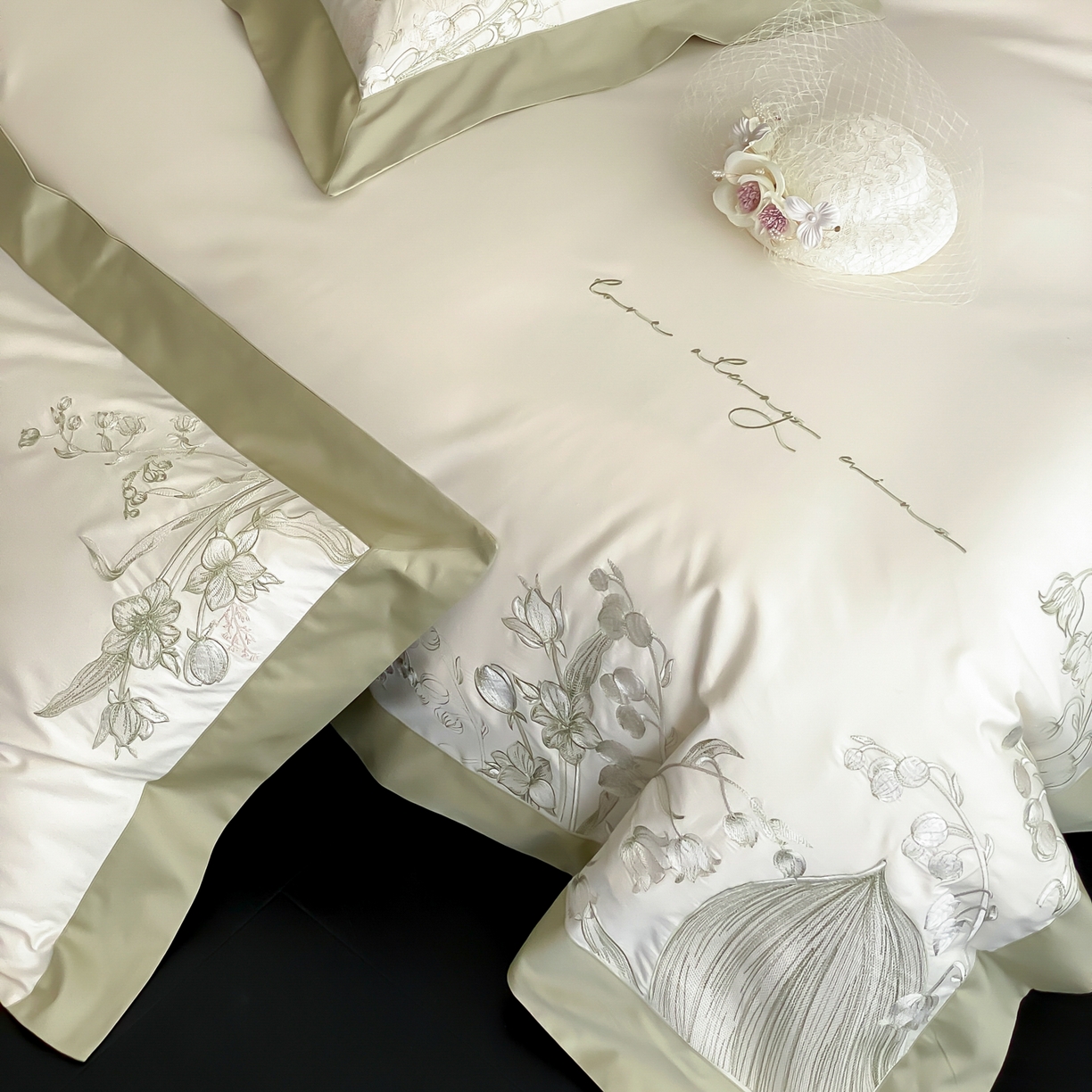 91家纺网 家纺一手货源 找家纺 （总）云栖家居 2025新品50支全棉长绒棉刺绣纯棉绣花四件套-铃兰（控价不得低于328）