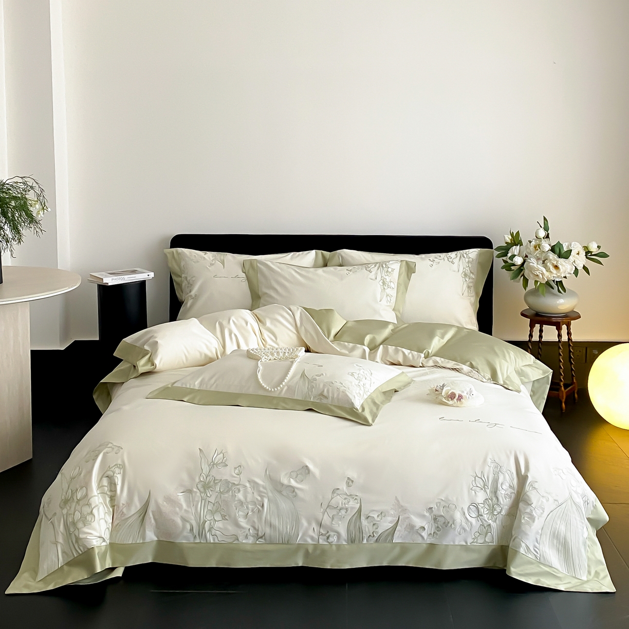 91家纺网 家纺一手货源 找家纺 （总）云栖家居 2025新品50支全棉长绒棉刺绣纯棉绣花四件套-铃兰（控价不得低于328）