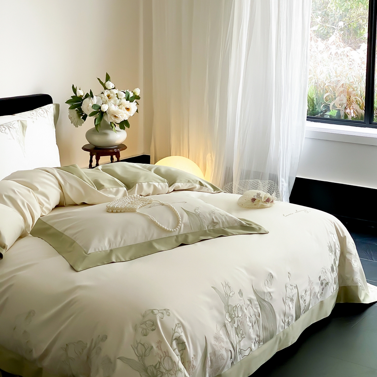 91家纺网 家纺一手货源 找家纺 （总）云栖家居 2025新品50支全棉长绒棉刺绣纯棉绣花四件套-铃兰（控价不得低于328）