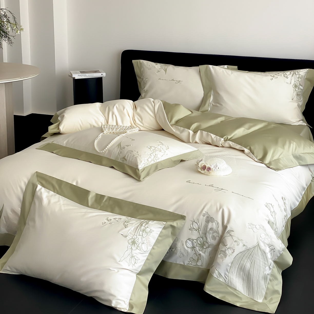 91家纺网 家纺一手货源 找家纺 （总）云栖家居 2025新品50支全棉长绒棉刺绣纯棉绣花四件套-铃兰（控价不得低于328）