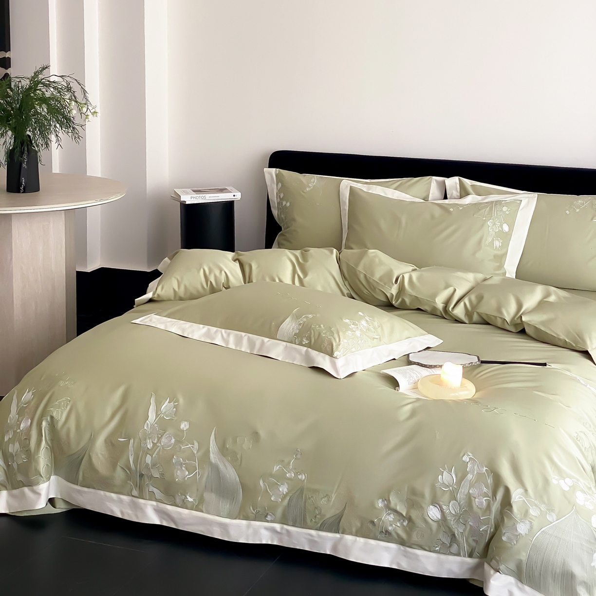 91家纺网 家纺一手货源 找家纺 （总）云栖家居 2025新品50支全棉长绒棉刺绣纯棉绣花四件套-铃兰（控价不得低于328）