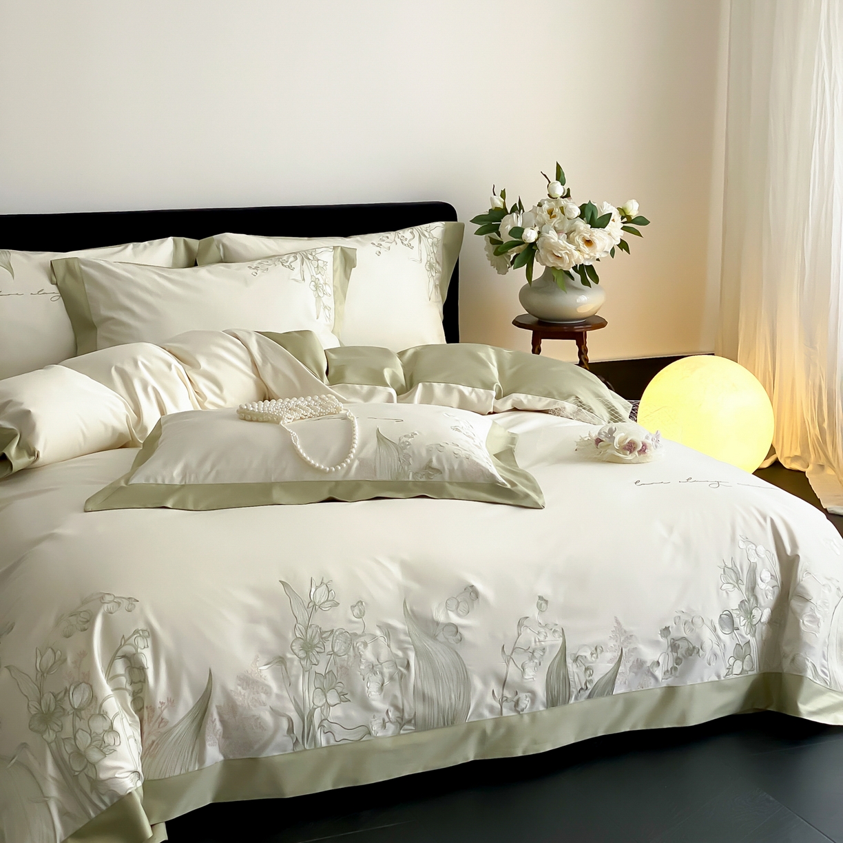 91家纺网 家纺一手货源 找家纺 （总）云栖家居 2025新品50支全棉长绒棉刺绣纯棉绣花四件套-铃兰（控价不得低于328）