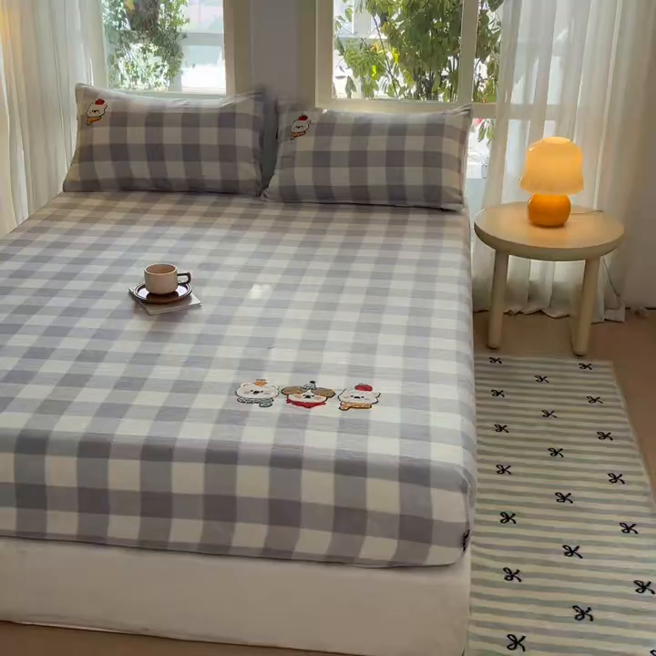 91家纺网 家纺一手货源 找家纺 乐美家纺 2025新款A类高克重牛奶绒毛巾绣床笠三件套 美好生活