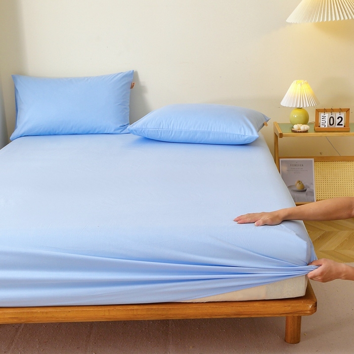 91家纺网 家纺一手货源 找家纺 （总）2025新款100%棉13376纯色喷气全棉磨毛床笠单件纯棉单品床笠加厚保暖床罩床垫保护罩套