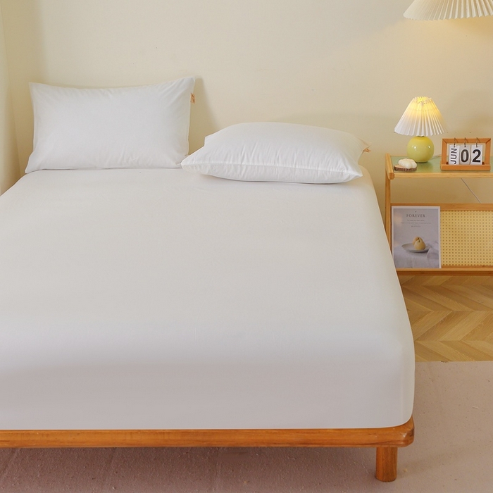 91家纺网 家纺一手货源 找家纺 晶缦 2025新款100%纯棉13376纯色喷气全棉磨毛单床笠 暖芸馨-本白色