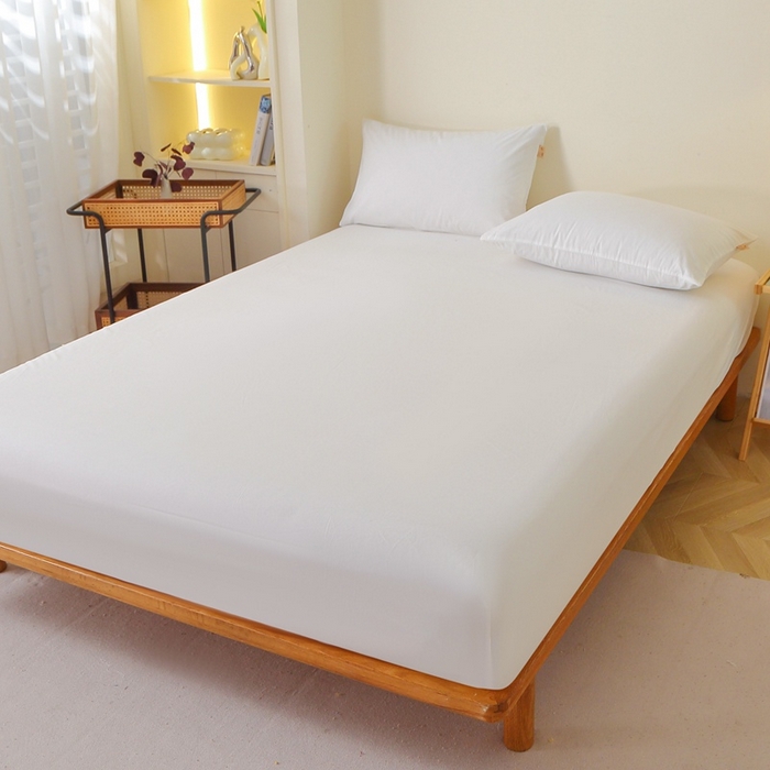 91家纺网 家纺一手货源 找家纺 晶缦 2025新款100%纯棉13376纯色喷气全棉磨毛单床笠 暖芸馨-本白色