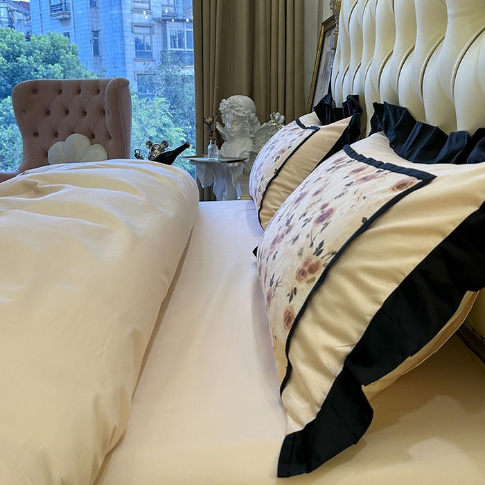 91家纺网 家纺一手货源 找家纺 （总）多乐娜 2025新款法式100S全棉贡缎数码印花四件套 长绒棉工艺款轻奢花边款（会员-20）控价378/398起（券后！！）务必控价谢谢配合