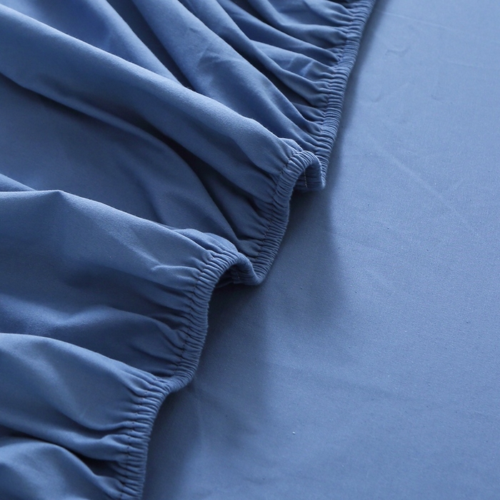 91家纺网 家纺一手货源 找家纺 晶缦 2025新款100%纯棉13376纯色喷气全棉磨毛单床笠 暖芸馨-靛青蓝