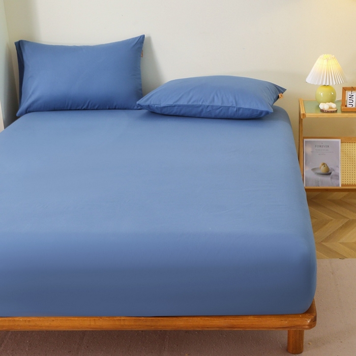 91家纺网 家纺一手货源 找家纺 晶缦 2025新款100%纯棉13376纯色喷气全棉磨毛单床笠 暖芸馨-靛青蓝