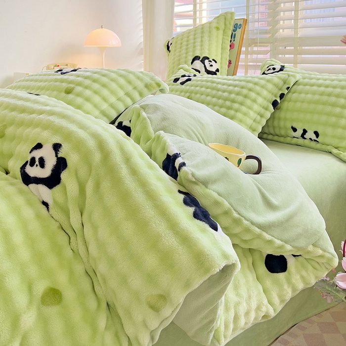 91家纺网 家纺一手货源 找家纺 （总）宜家坊 2025新款泡泡绒牛奶绒立体印花四件套