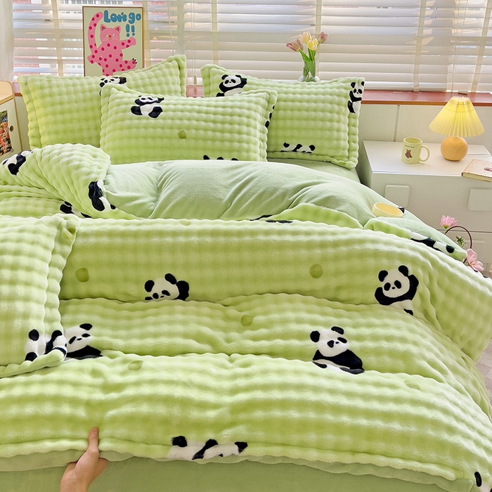 91家纺网 家纺一手货源 找家纺 （总）宜家坊 2025新款泡泡绒牛奶绒立体印花四件套