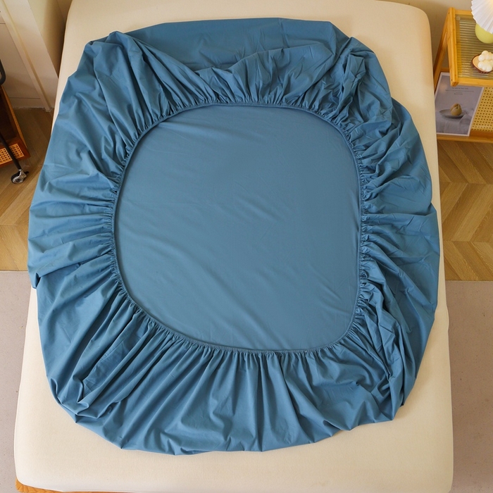 91家纺网 家纺一手货源 找家纺 晶缦 2025新款100%纯棉13376纯色喷气全棉磨毛单床笠 暖芸馨-蝶翅蓝