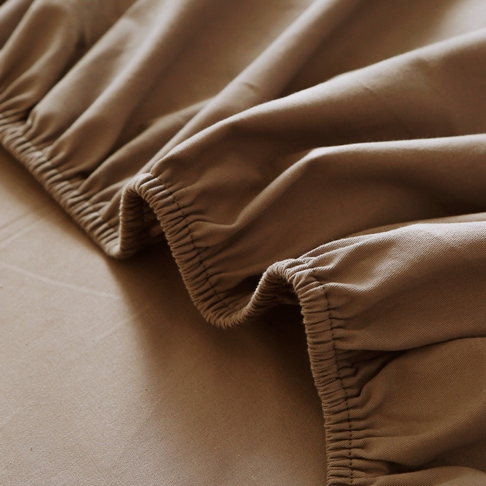 91家纺网 家纺一手货源 找家纺 晶缦 2025新款100%纯棉13376纯色喷气全棉磨毛单床笠 暖芸馨-枯茶棕