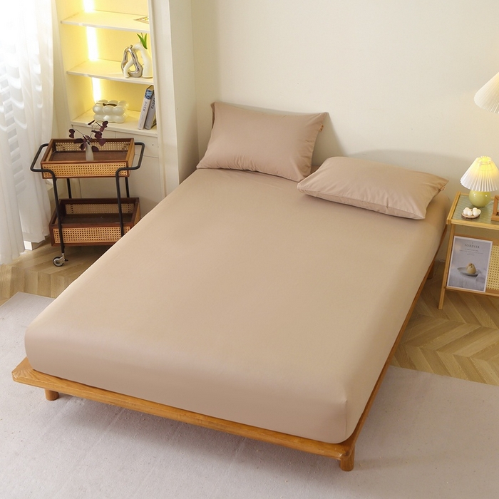 91家纺网 家纺一手货源 找家纺 晶缦 2025新款100%纯棉13376纯色喷气全棉磨毛单床笠 暖芸馨-鹿角棕