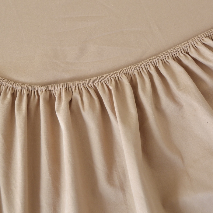 91家纺网 家纺一手货源 找家纺 晶缦 2025新款100%纯棉13376纯色喷气全棉磨毛单床笠 暖芸馨-鹿角棕