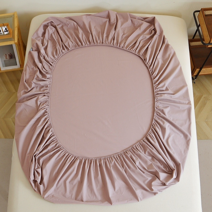 91家纺网 家纺一手货源 找家纺 晶缦 2025新款100%纯棉13376纯色喷气全棉磨毛单床笠 暖芸馨-暖贝粉