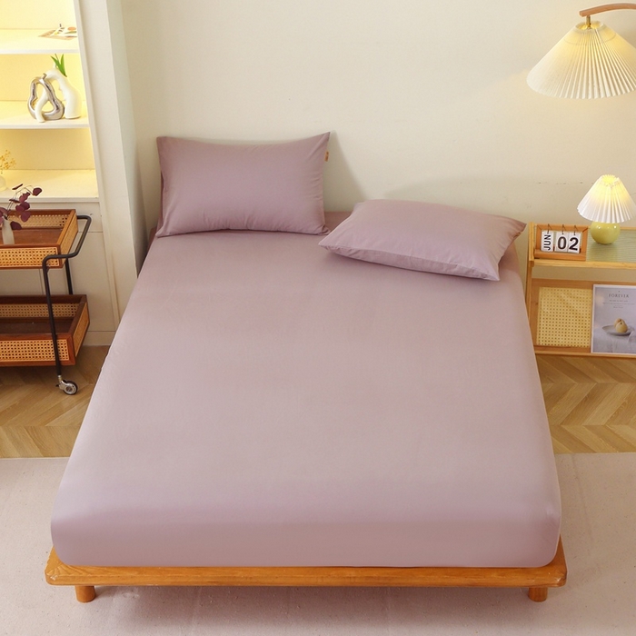 91家纺网 家纺一手货源 找家纺 晶缦 2025新款100%纯棉13376纯色喷气全棉磨毛单床笠 暖芸馨-暖贝粉