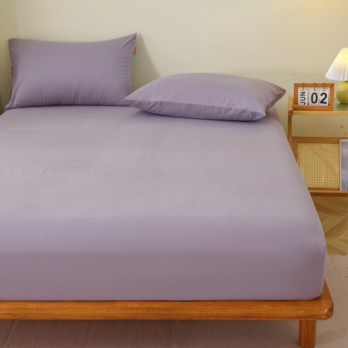 91家纺网 家纺一手货源 找家纺 晶缦 2025新款100%纯棉13376纯色喷气全棉磨毛单床笠 暖芸馨-浅陌紫