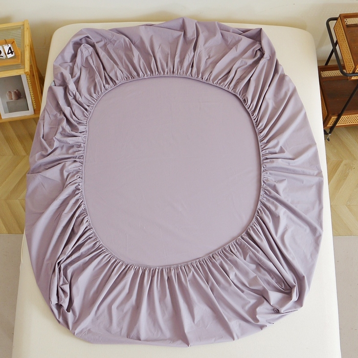 91家纺网 家纺一手货源 找家纺 晶缦 2025新款100%纯棉13376纯色喷气全棉磨毛单床笠 暖芸馨-浅陌紫