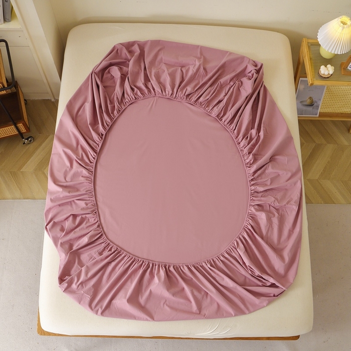 91家纺网 家纺一手货源 找家纺 晶缦 2025新款100%纯棉13376纯色喷气全棉磨毛单床笠 暖芸馨-山黎豆红