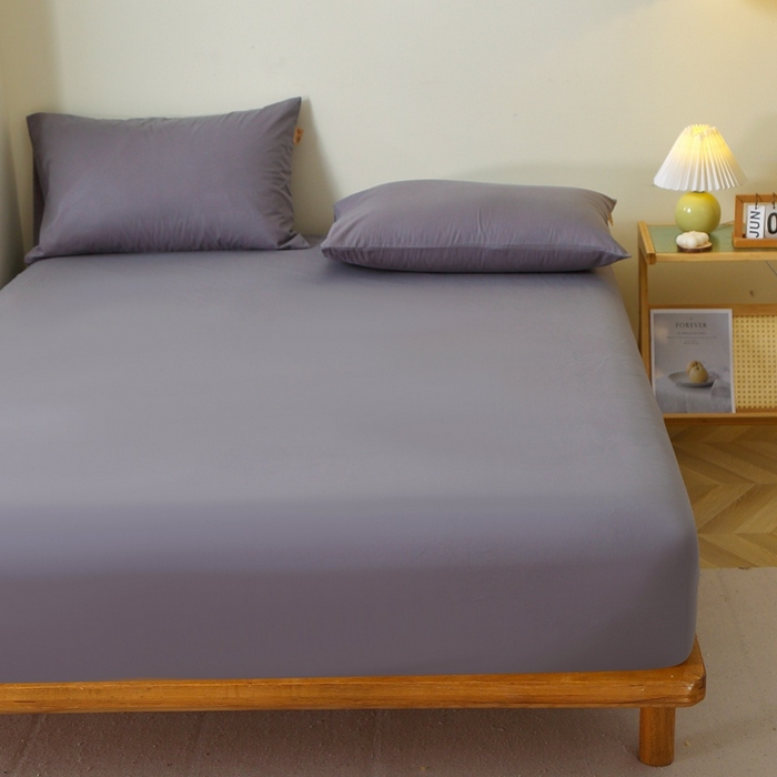 91家纺网 家纺一手货源 找家纺 晶缦 2025新款100%纯棉13376纯色喷气全棉磨毛单床笠 暖芸馨-深青灰