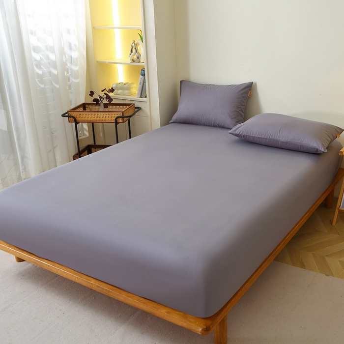 91家纺网 家纺一手货源 找家纺 晶缦 2025新款100%纯棉13376纯色喷气全棉磨毛单床笠 暖芸馨-深青灰