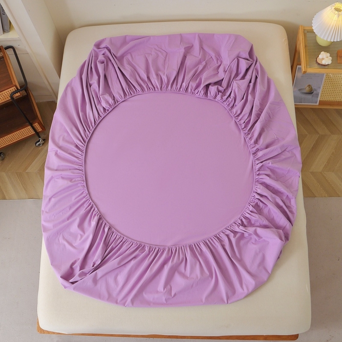 91家纺网 家纺一手货源 找家纺 晶缦 2025新款100%纯棉13376纯色喷气全棉磨毛单床笠 暖芸馨-雾紫色